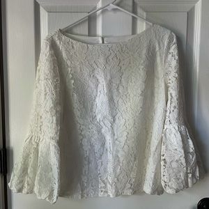 NWOT Laundry White Flounce Sleeve Blouse